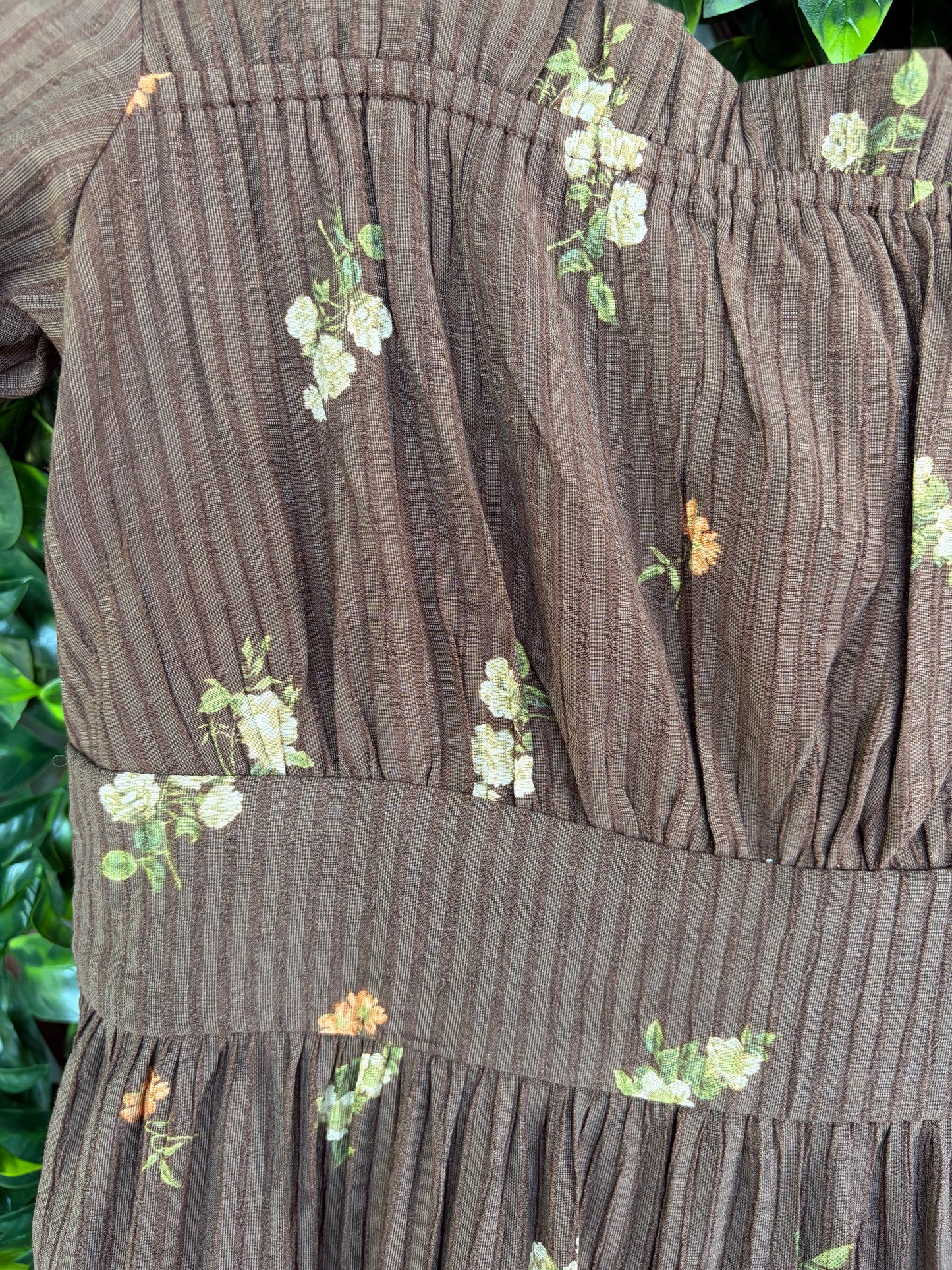 Brown Floral Tiered Mini Dress
