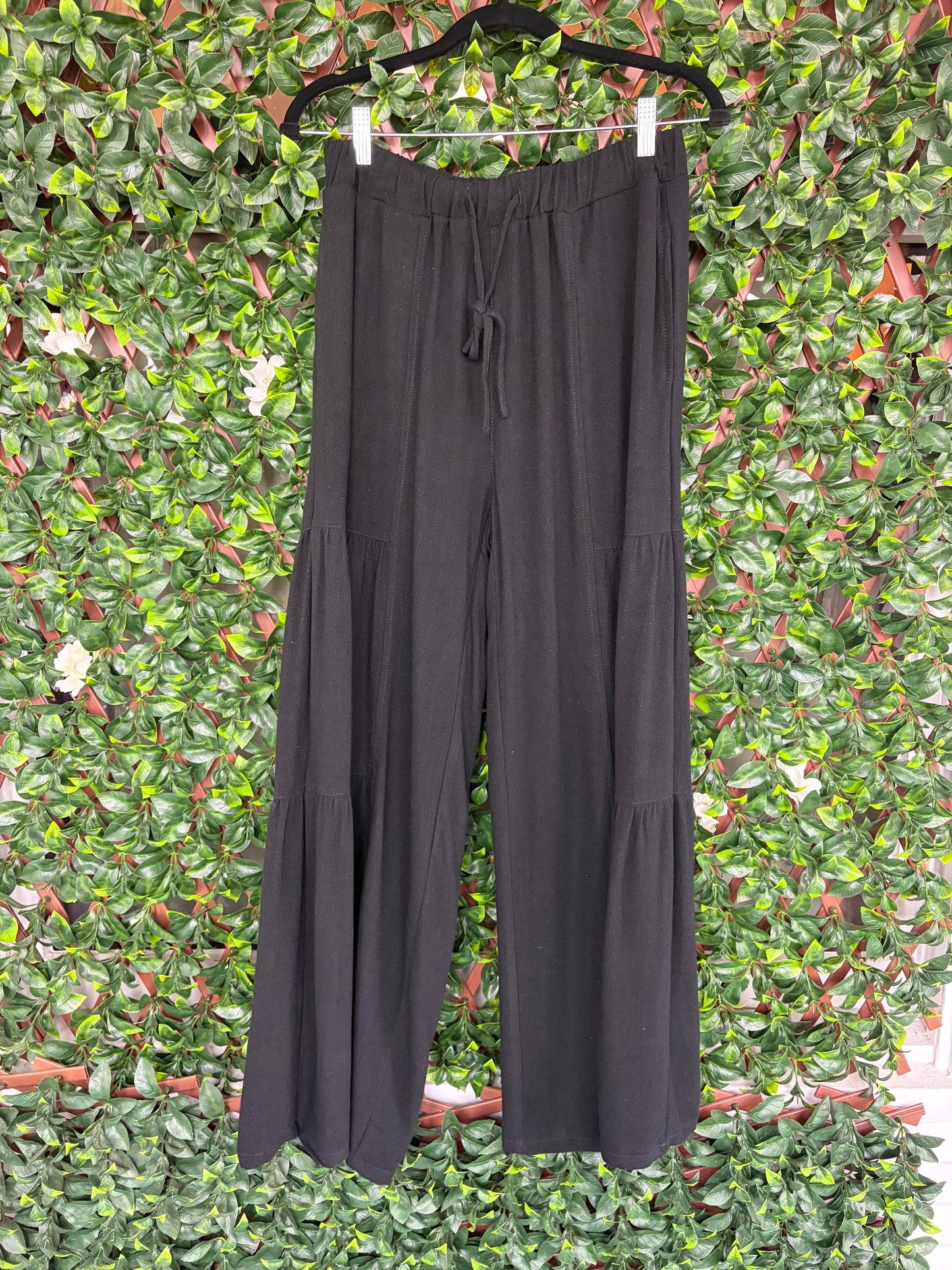 Linen Wide Leg Tiered Palazzo Pants