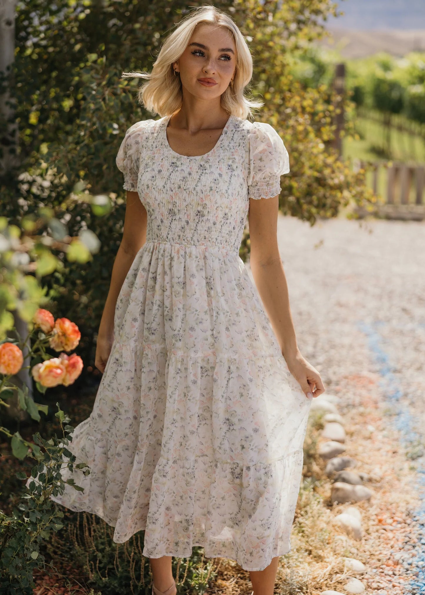 Pressed Florals Midi Dress
