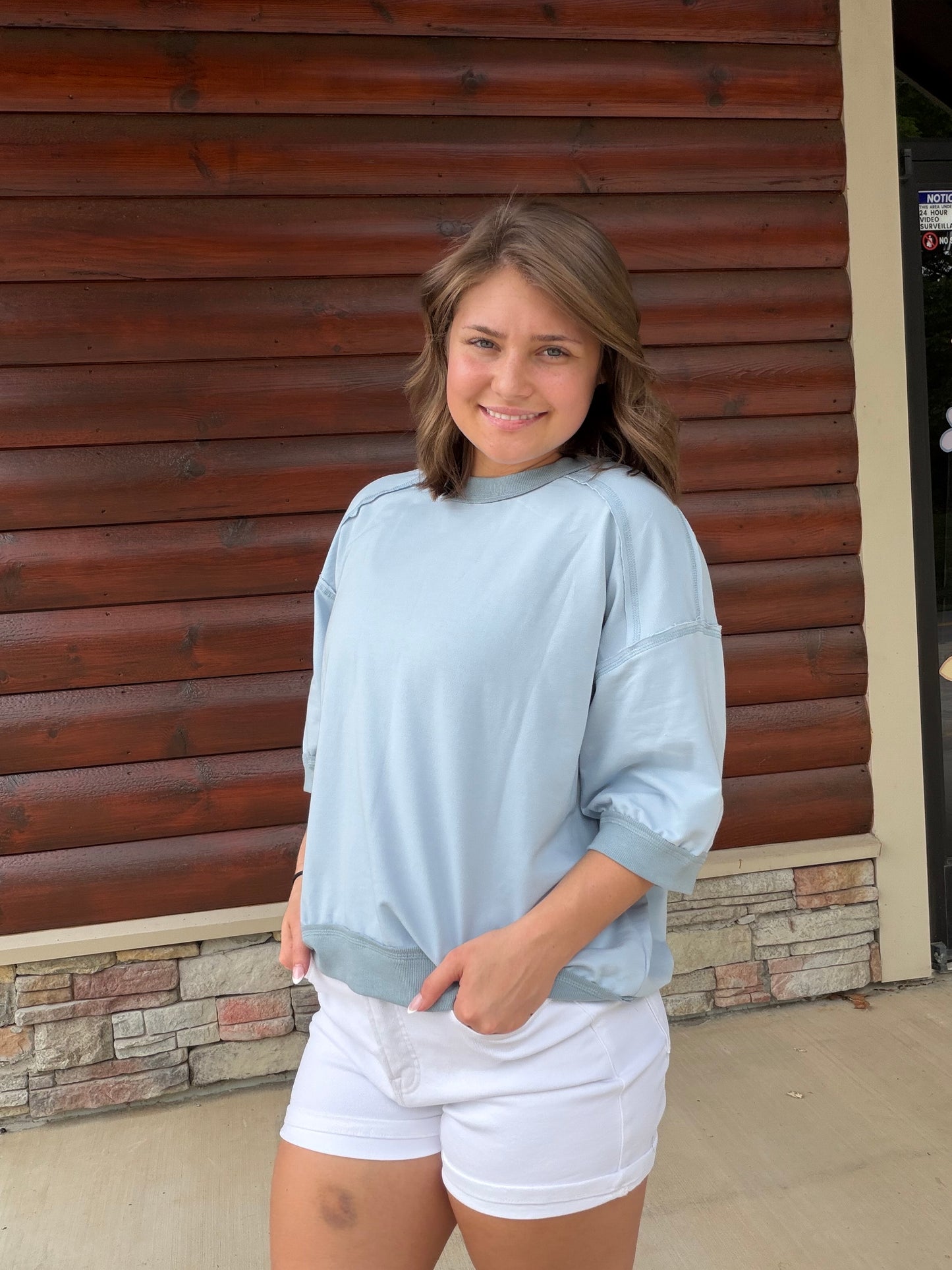Contrast Trim Raglan SS Top