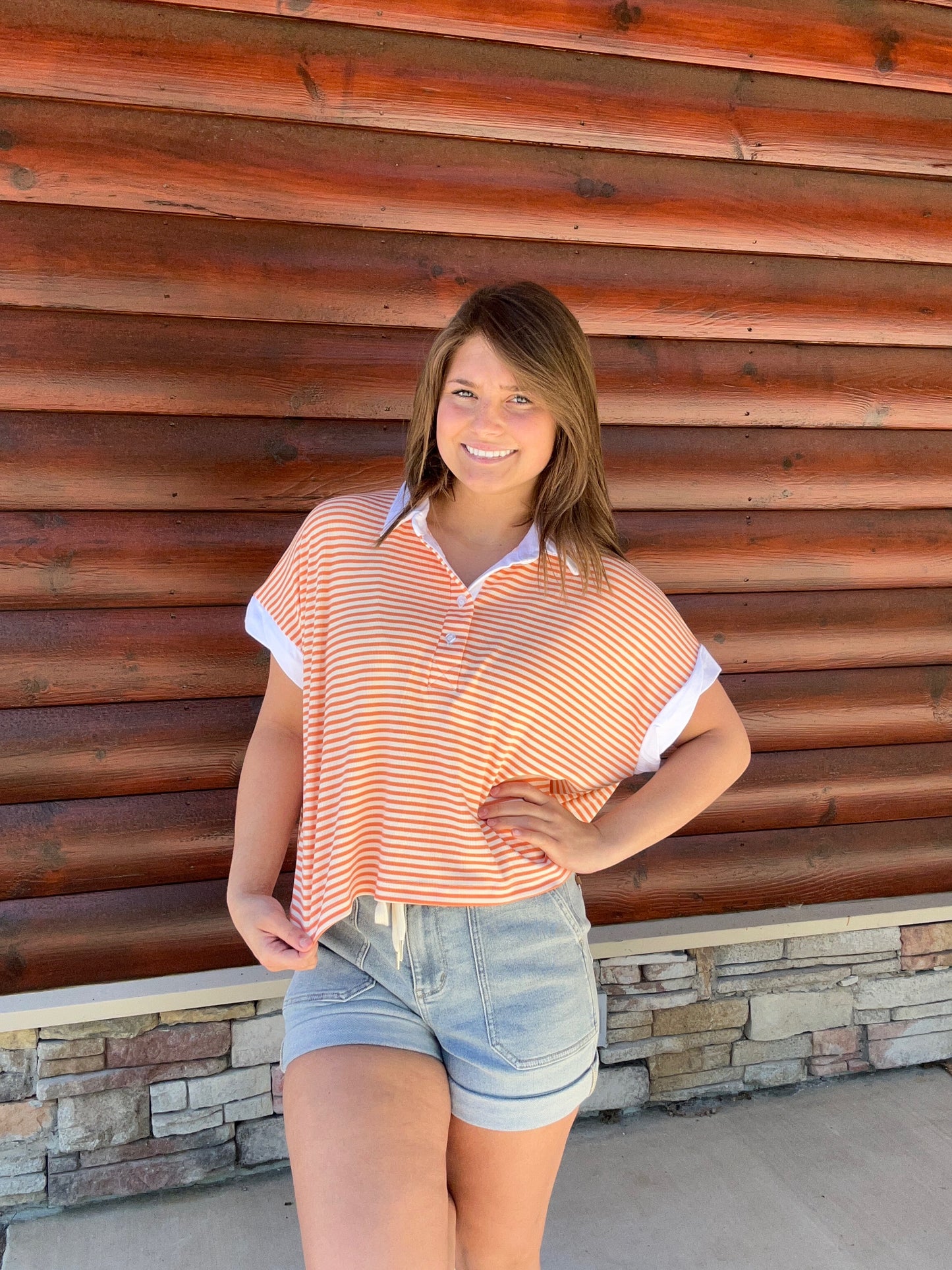 Collared Stripe Top