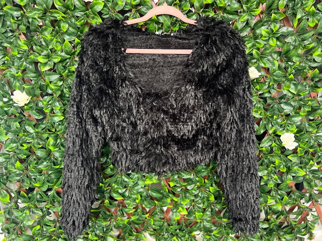 Shaggy Faux Fur Cropped Cardigan