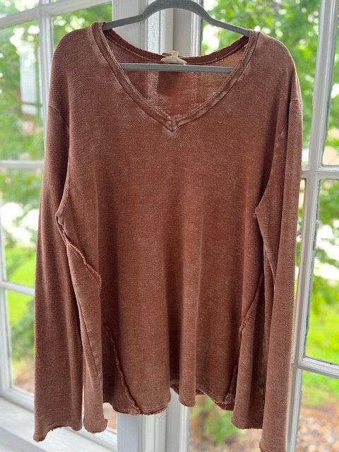 Long Sleeve Orange Mineral Wash Tunic