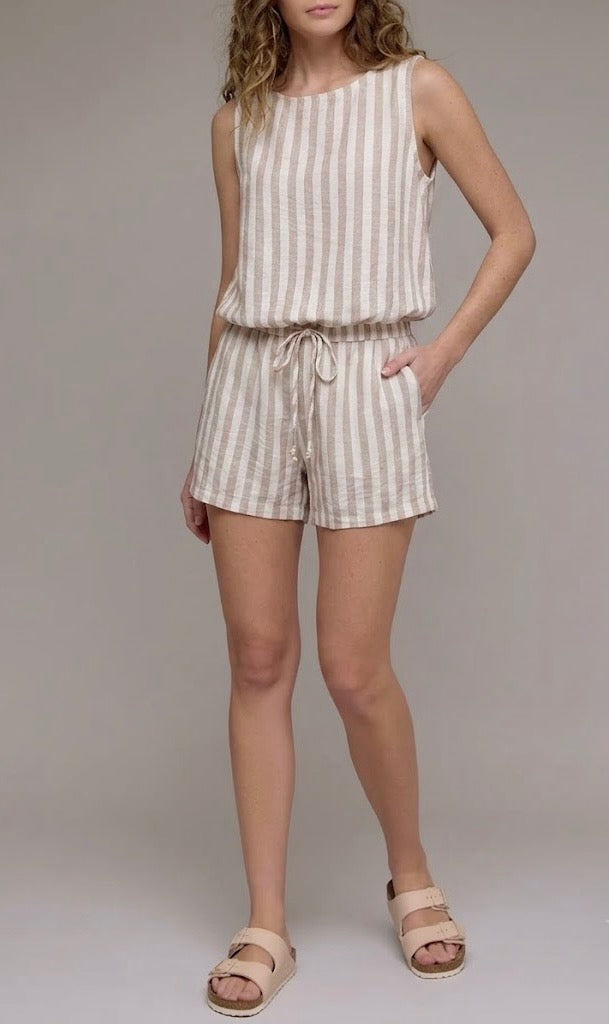 Crepe Stripe Tie Front Set