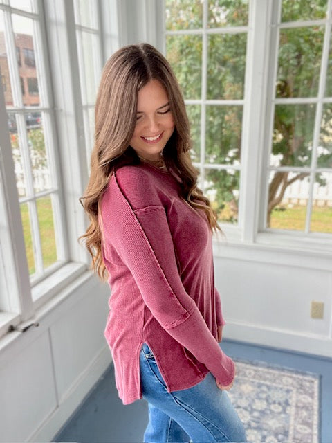 Long Sleeved Burgundy Top