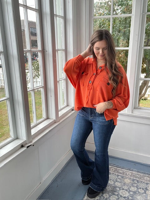Orange Oversized Ribbed Pullover