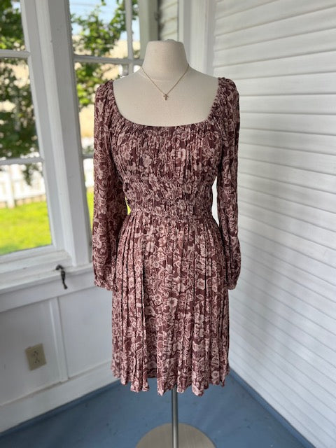 Mauve Taupe Paisley Print Dress