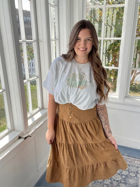 Camel Corduroy Maxi Skirt