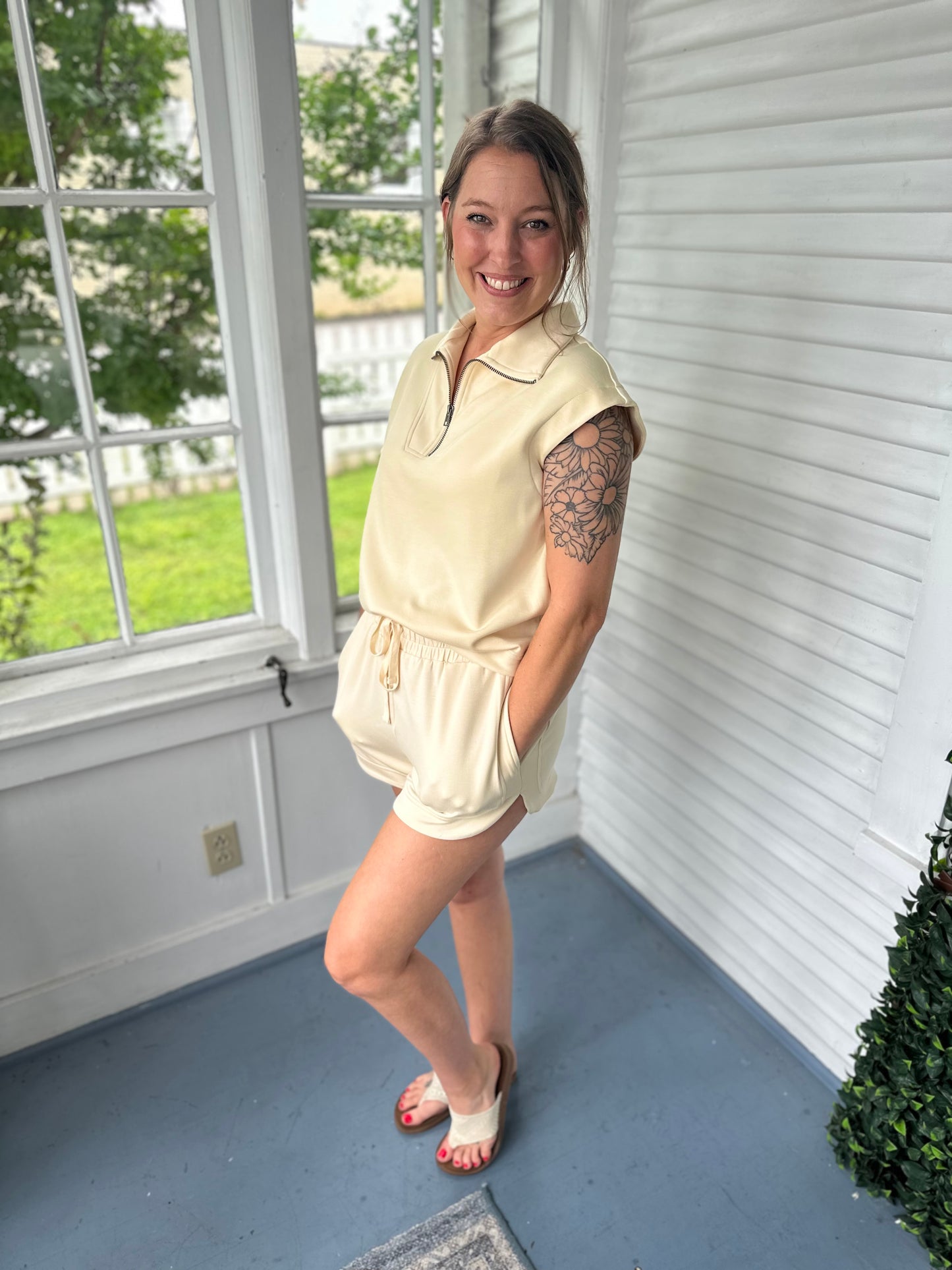Cloud Comfort Collared Quarter Zip Top