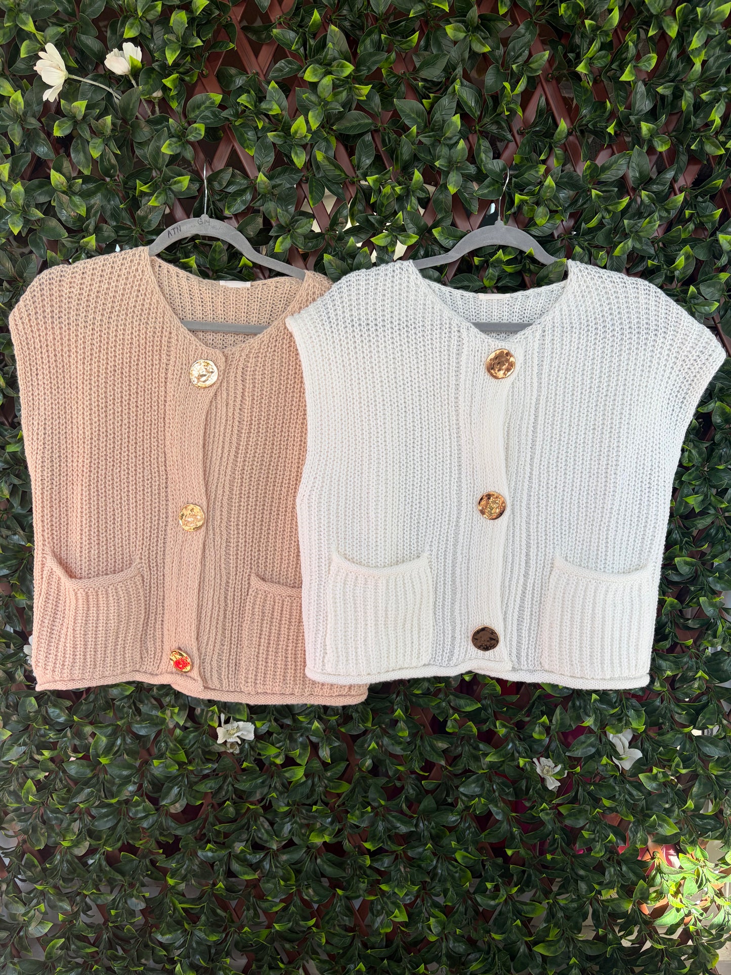Metal Button Front Sweater Vest
