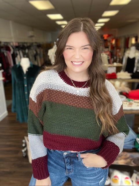 Colorblock Cropped Sweater