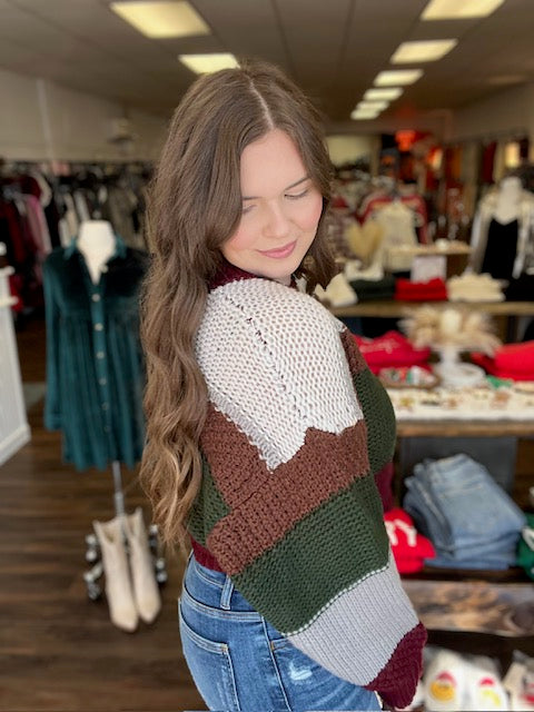 Colorblock Cropped Sweater