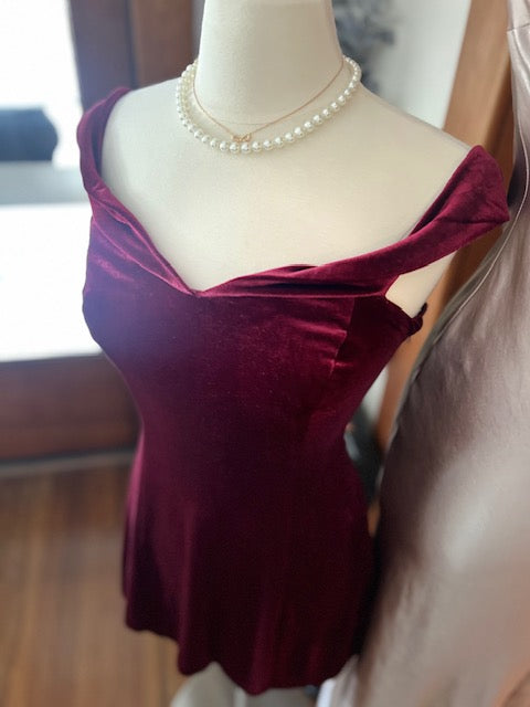 Maroon Velvet Mini Dress
