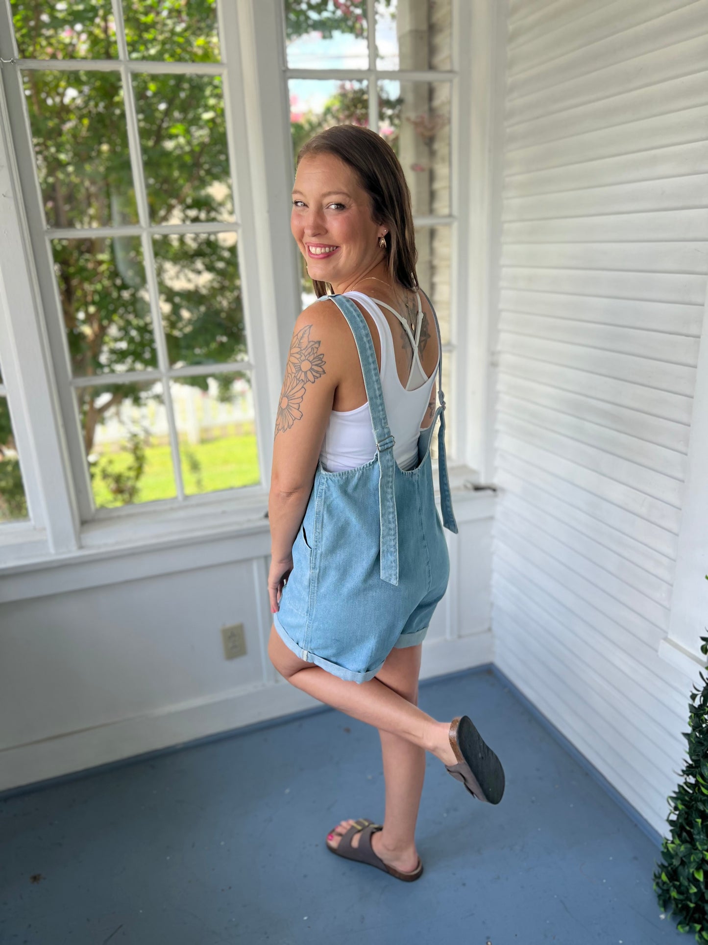 Denim Shorts Romper
