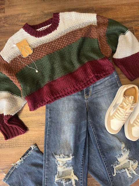 Colorblock Cropped Sweater