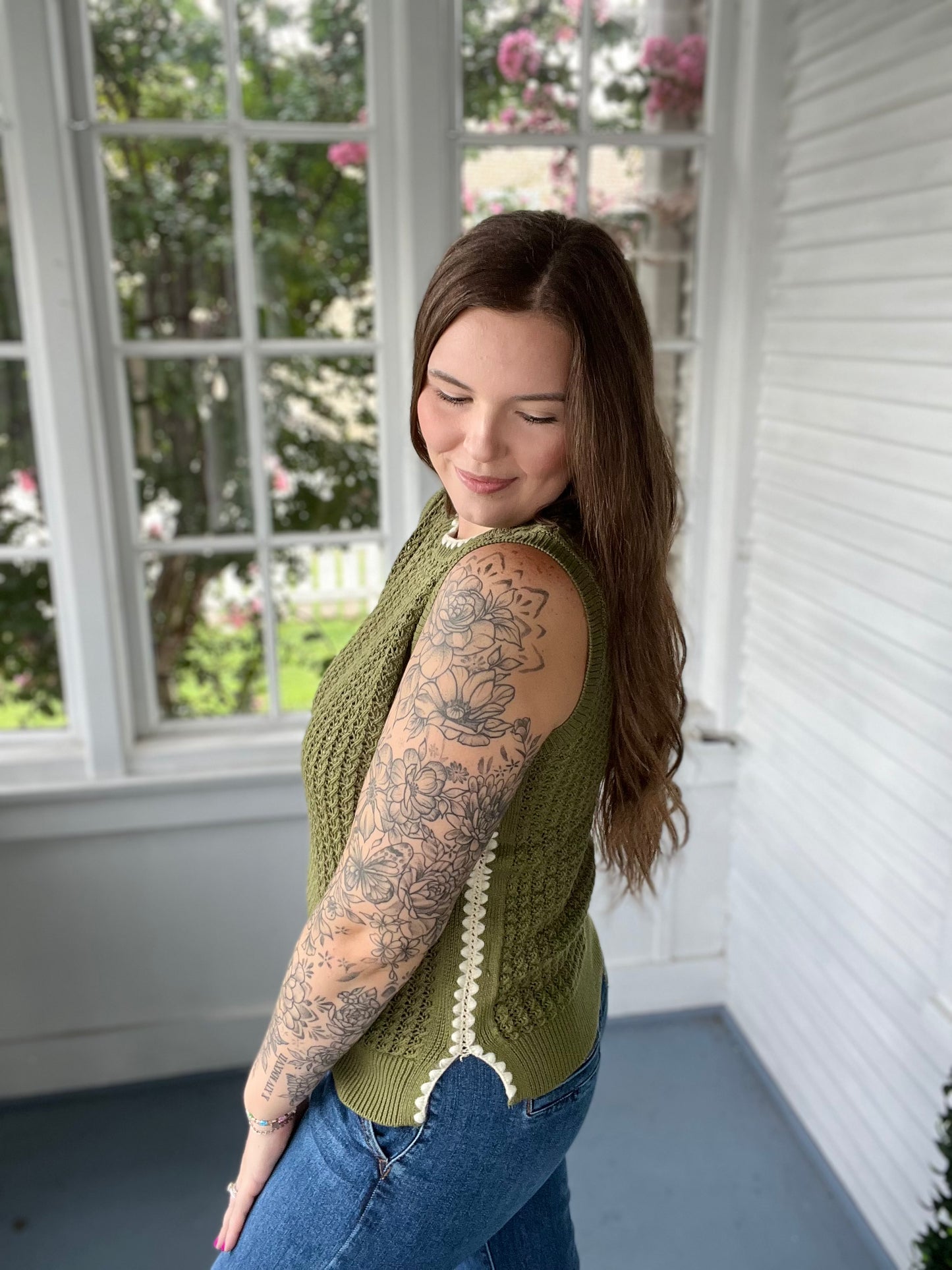 Contrast Stitch Sweater Tank