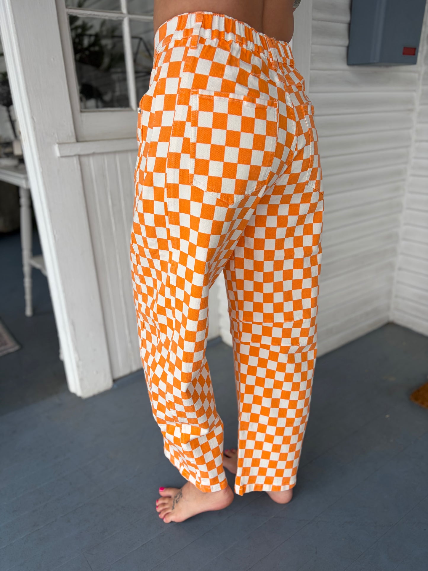 Gameday Checkered Barrel Jeans