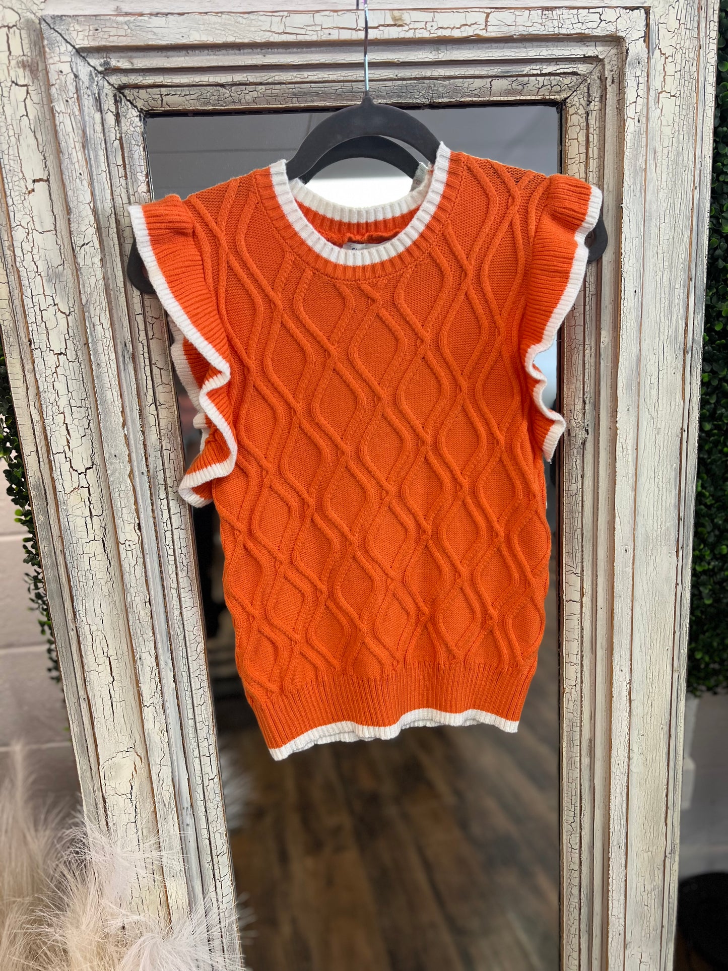 Ruffle Sleeve Knit Sweater
