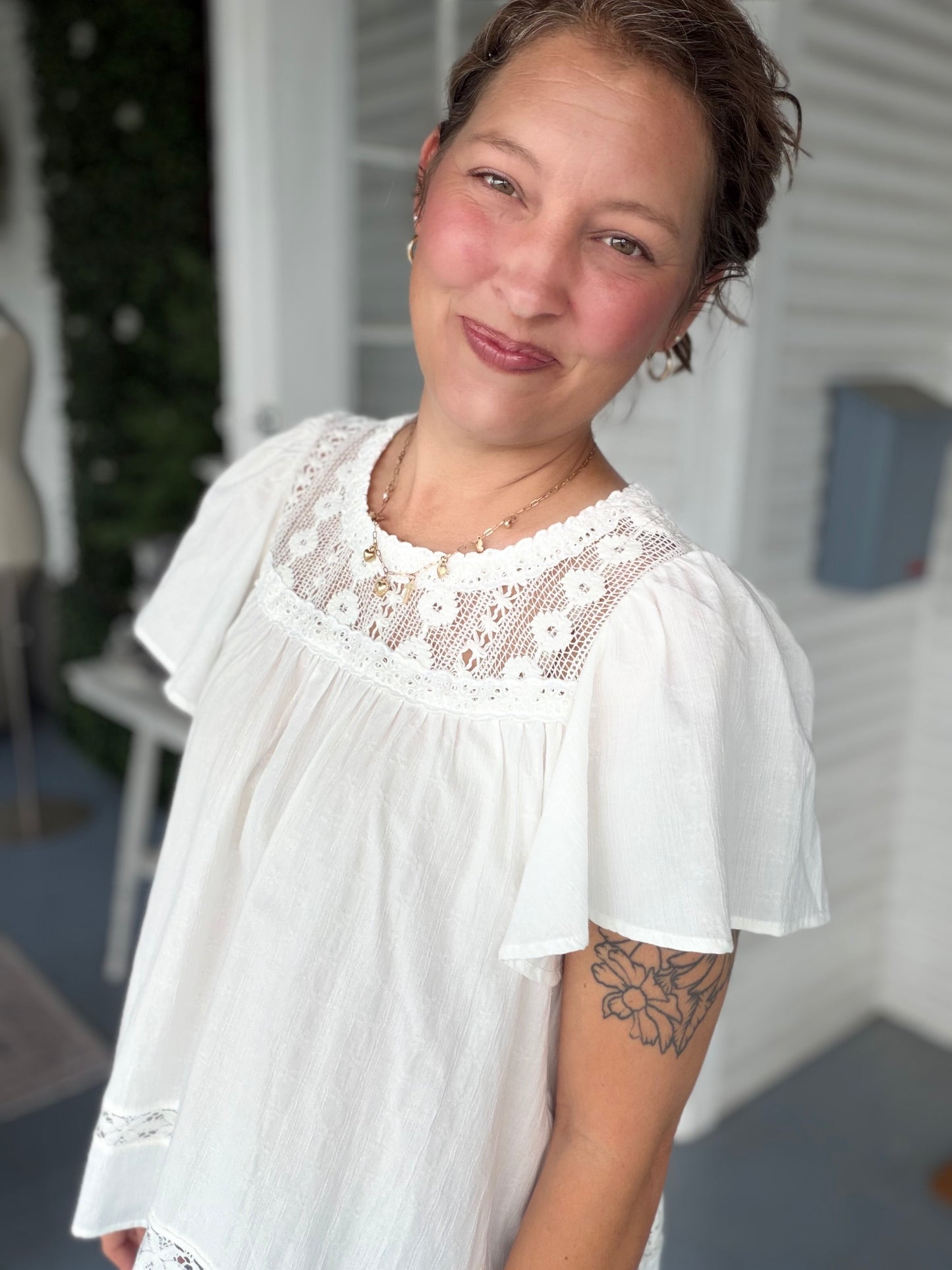 Ivory Lace Detailed Blouse