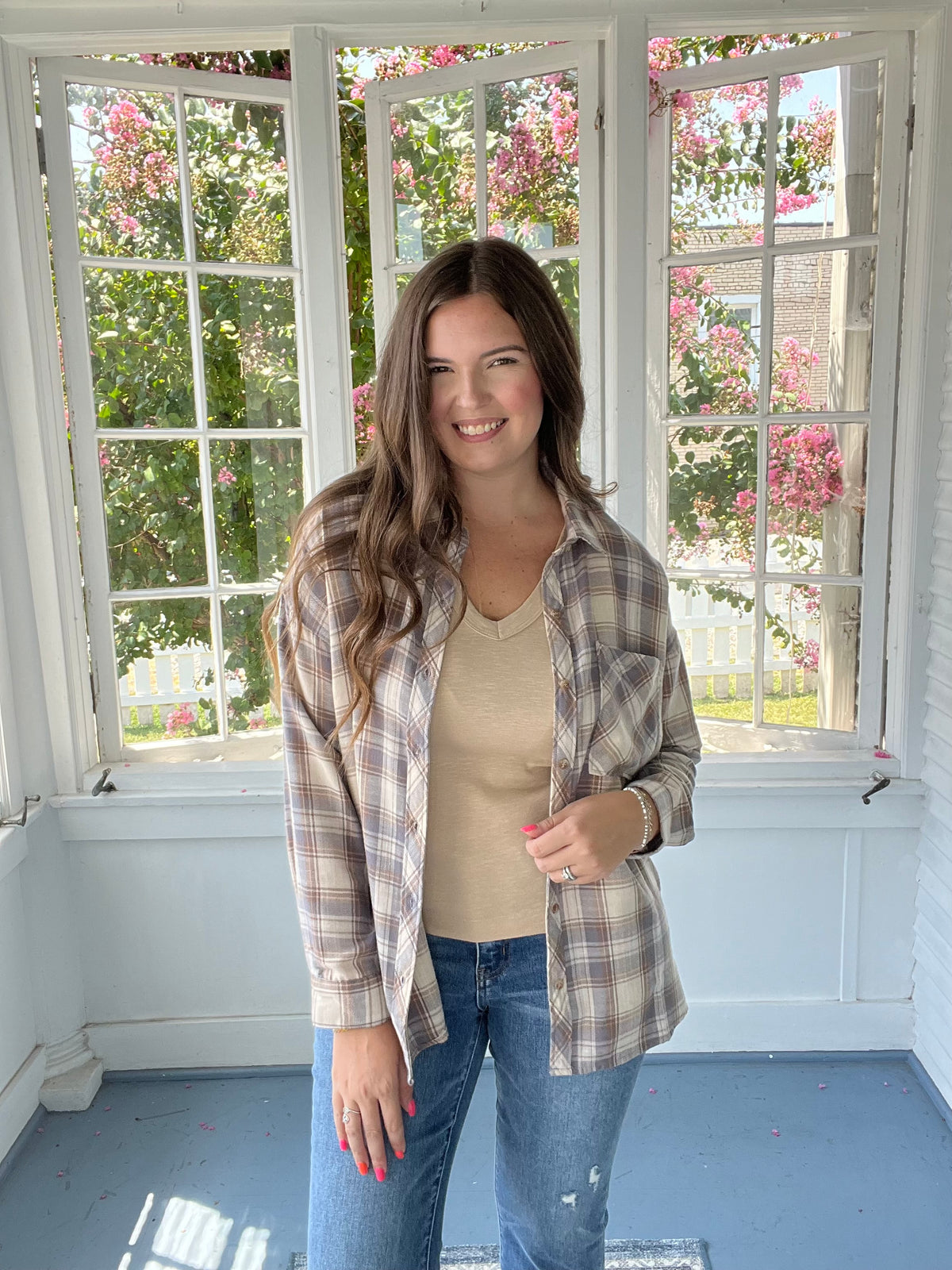 Slate/Beige Plaid Flannel