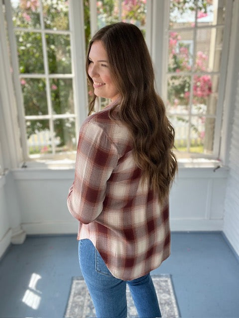 Fall Maroon/Rust Plaid Flannel