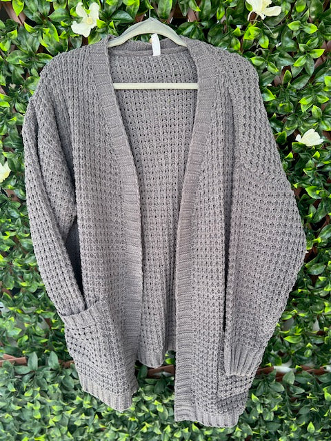 Gray Chenille Cardigan