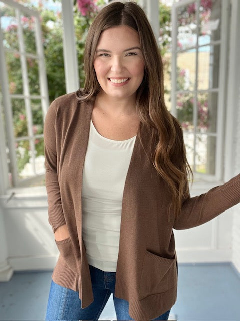 Brown Pocket Cardigan