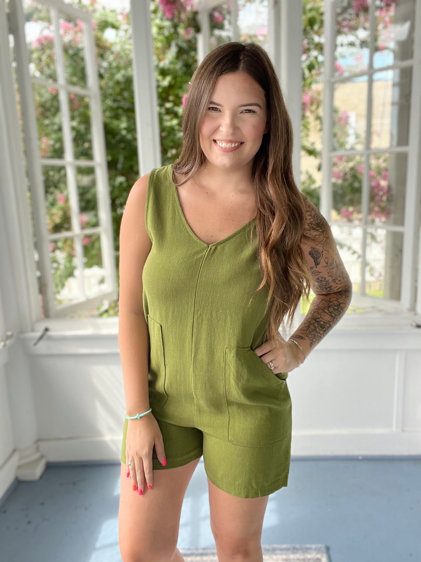 A3-Olive Green Romper
