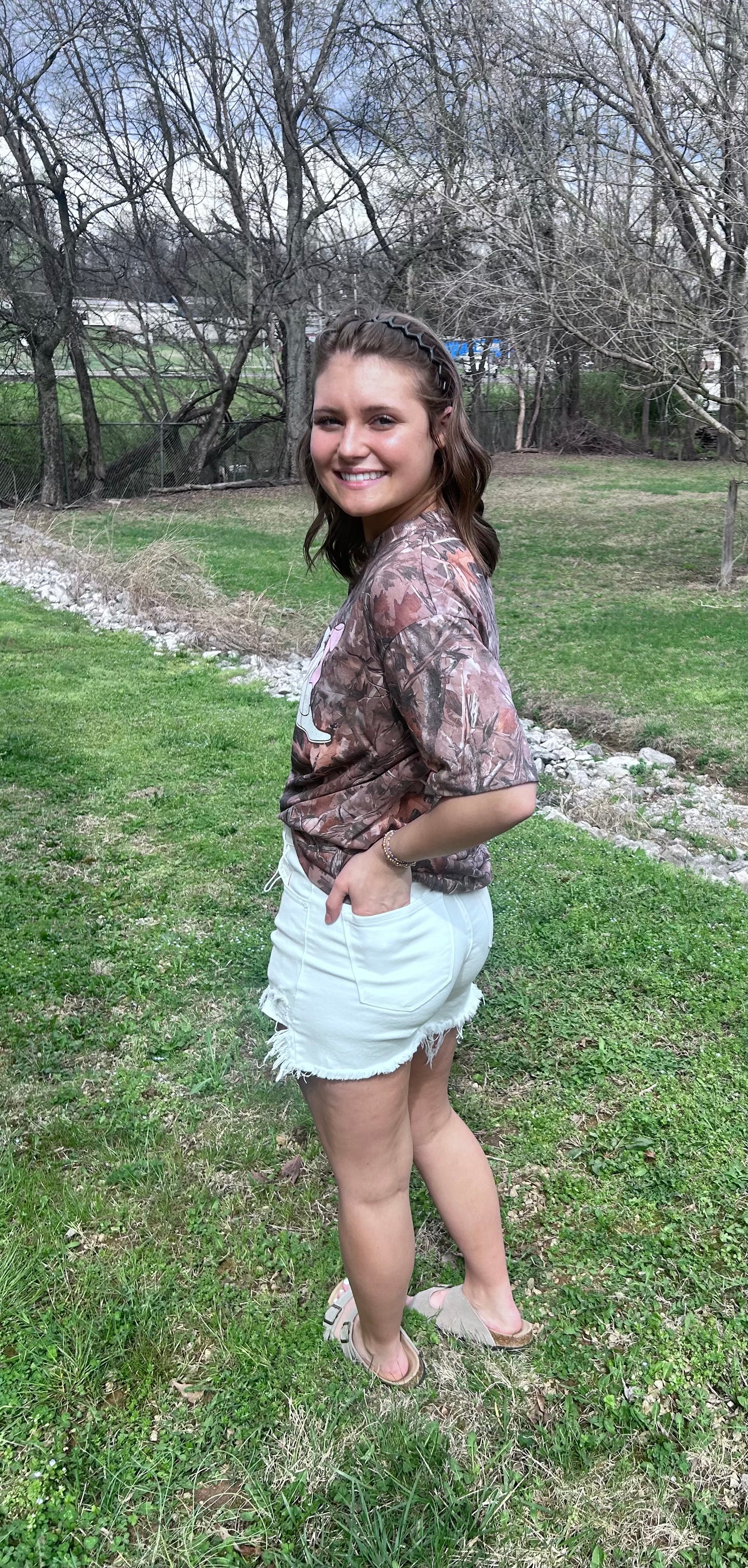 Distressed White Denim Shorts