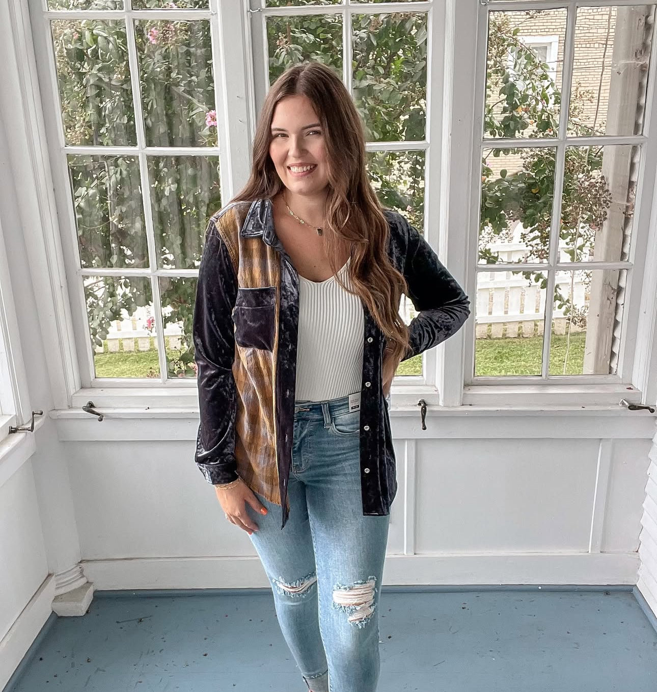 Long Sleeved Velvet Top