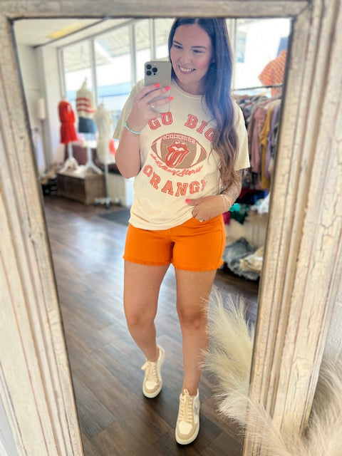 Orange Denim Shorts