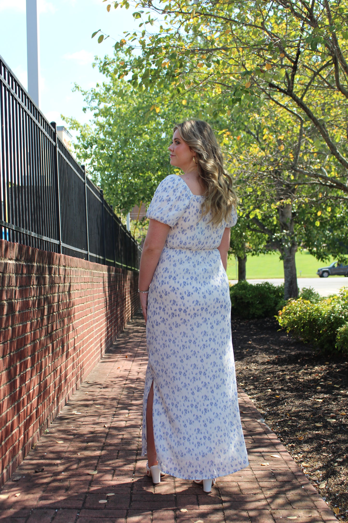 White/Blue Floral Dress