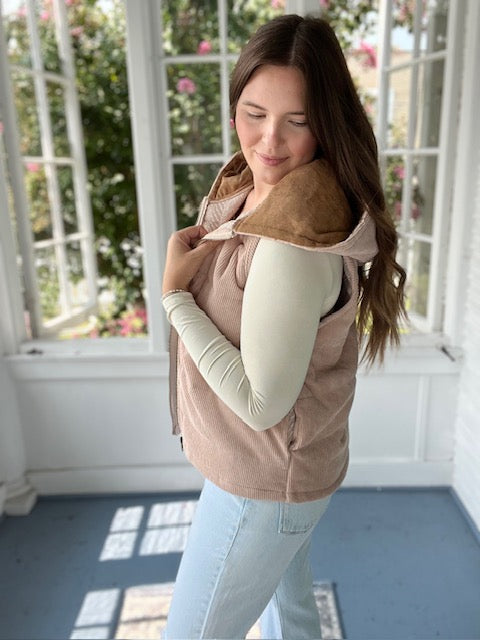 Hooded Corduroy Vest