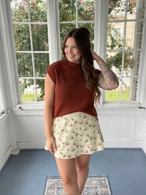 Floral Corduroy Skirt