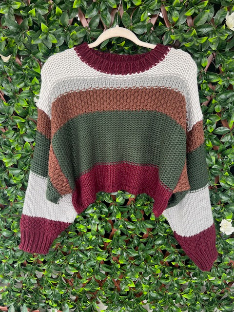 Colorblock Cropped Sweater