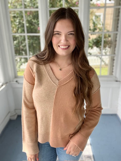 Long Sleeve Duo Tone Sweater