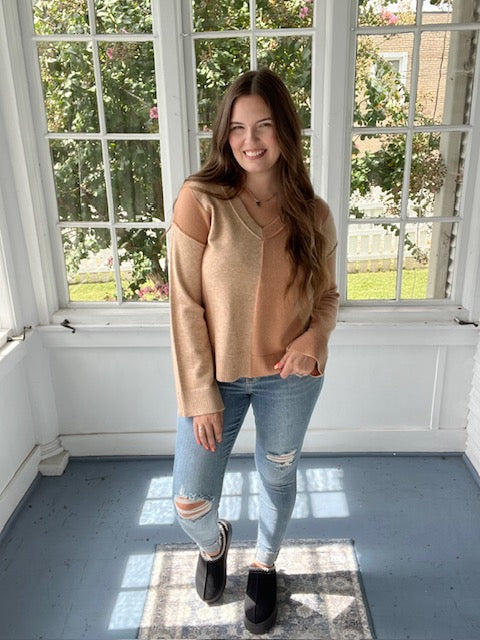 Long Sleeve Duo Tone Sweater