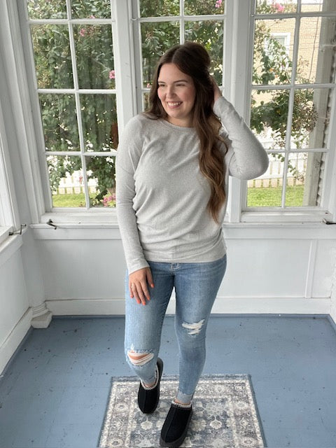 Long Sleeve Gray Basic Top