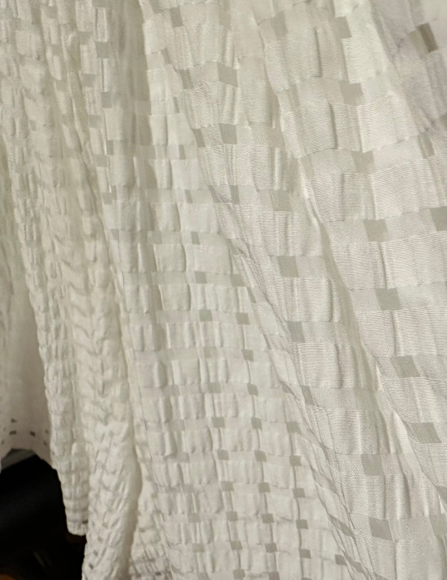 White Textured Gingham Romper