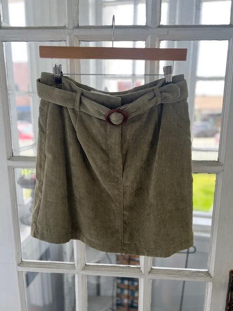 Belted Corduroy Skirt