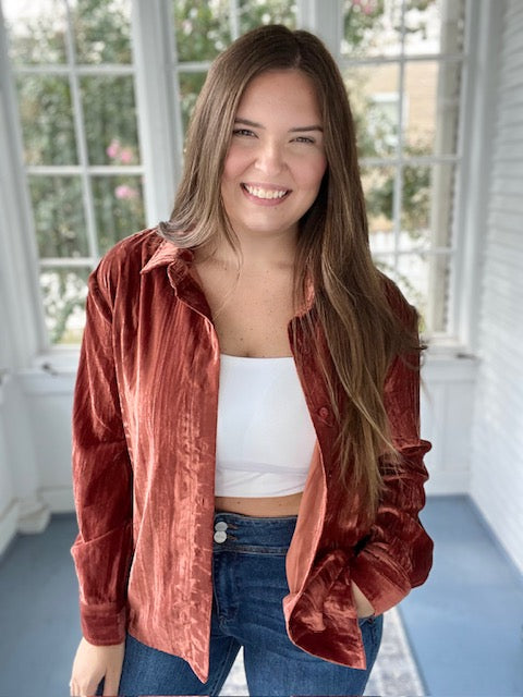 Fall Rust Velvet Shirt