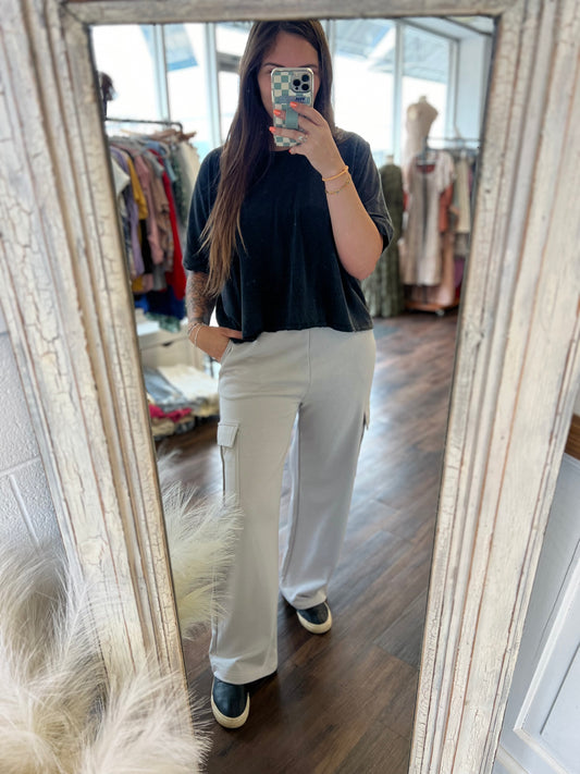 Wide Leg Cargo Sweatpants