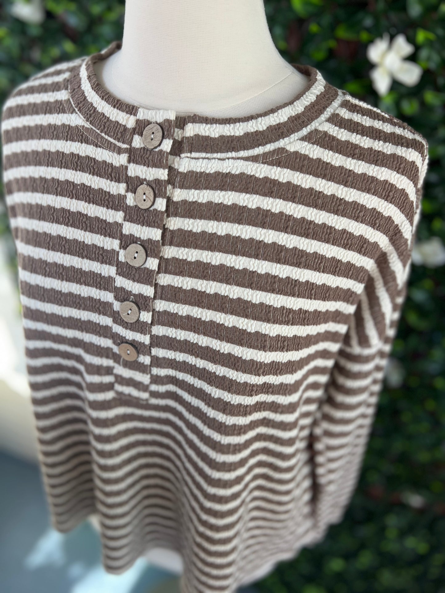 Brown Stripe LS Top