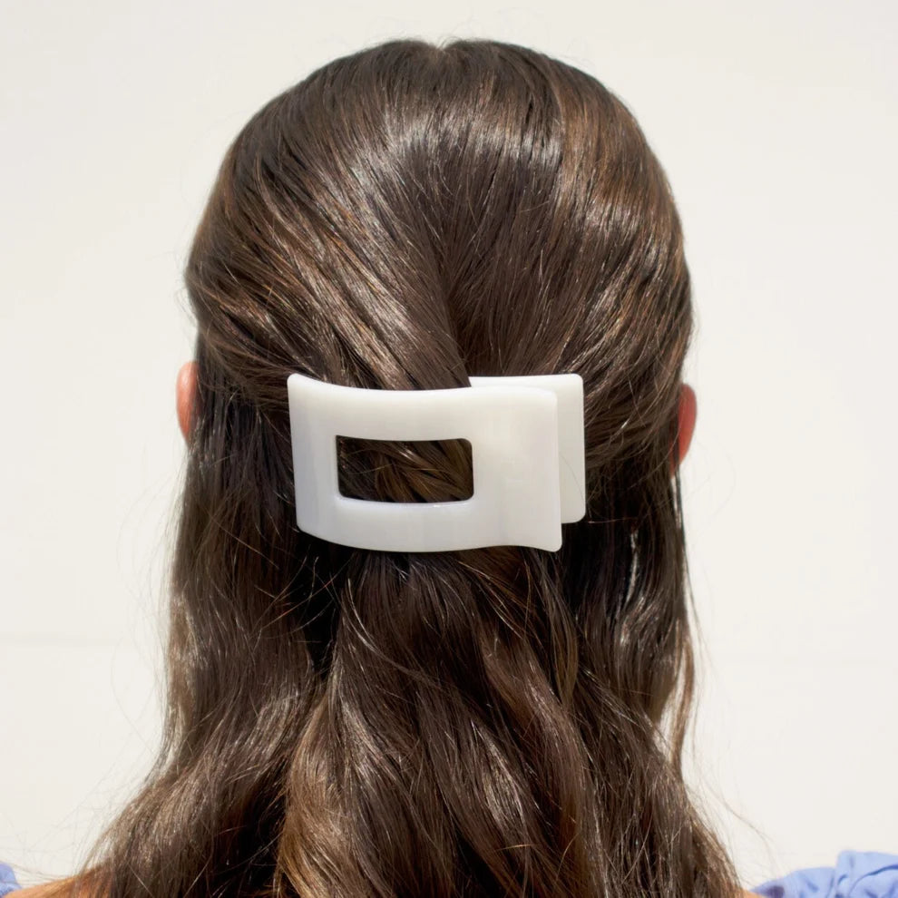 Coconut White Flat Rectangle Hair Clip
