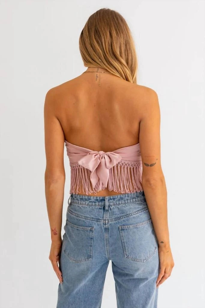 Fringe Tie Back Tube Top