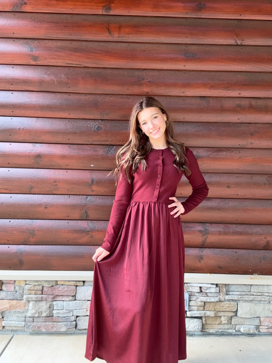 Knit Cardigan Satin Skirt Twofer Midi Dress