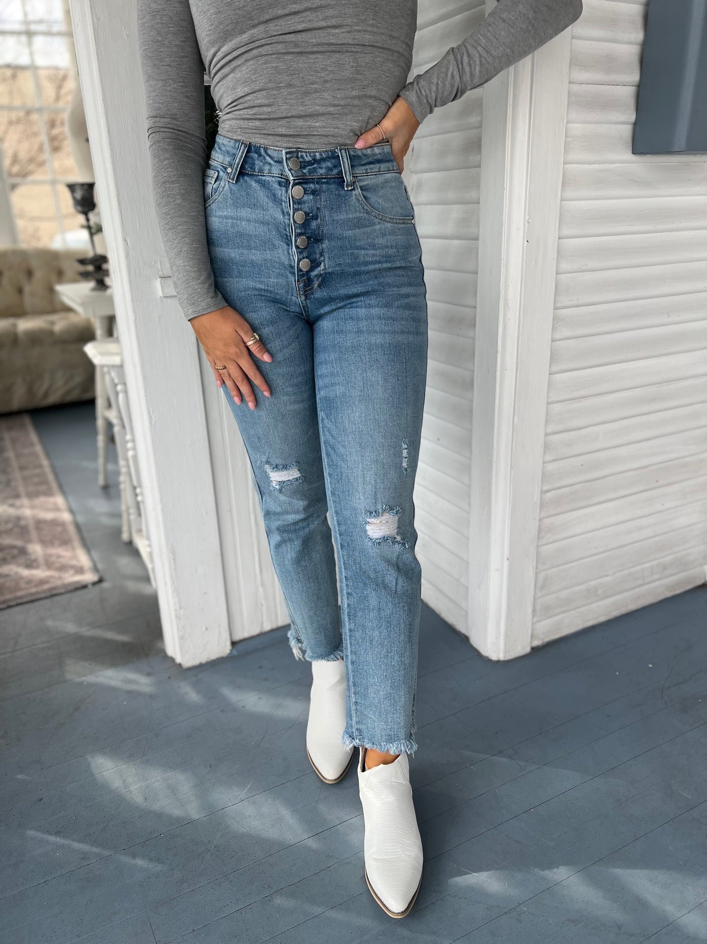 High Rise Straight Leg Jeans