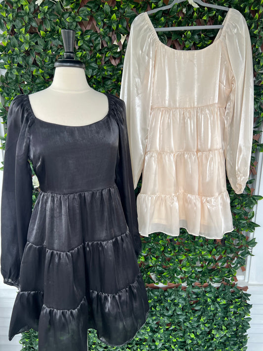 L/S Tiered Shimmer Dress
