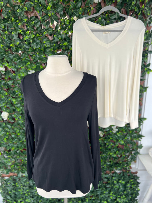 Ribbed LS Vneck Shirt