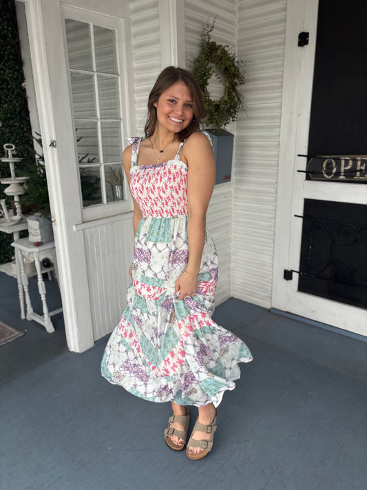Smocked Patchwork Maxi
